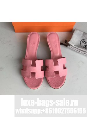 Hermes Heel 5cm Oasis Slipper Sandals in epsom Leather cherry pink
