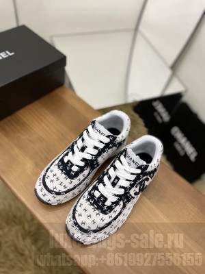 Chanel Women's G39230 Printed Suede Calfskin Sneakers 02