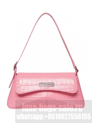 Balenciaga XX Small Flap Bag Crocodile Embossed Pink