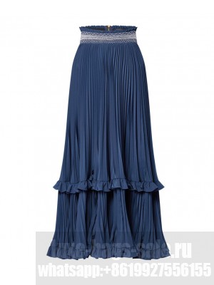 Louis Vuitton Women's Embroidered Band Skirt Dark Blue