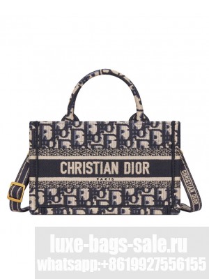 Christian Dior Mini Dior Book Tote With Strap Dark Blue