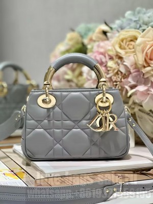 LADY DIOR TOP HANDLE SMALL BAG Cannage Lambskin C0620 gray