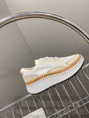 Chloe Nama embroidered suede and recycled mesh sneakers White 2022 Collection