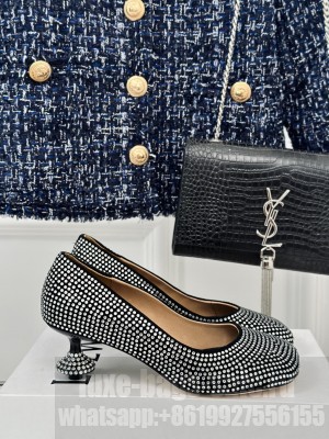 Loewe Toy pump in suede and allover rhinestones Black