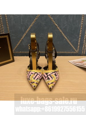 Fendace printed silk high-heeled slingbacks Pink 2022 Collection