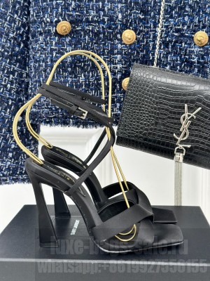Saint Laurent 10.5cm Corinne Sandals In Satin Crepe Beige 2024