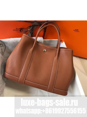 Hermes Calfskin Garden Party 30/36 Bag Brown