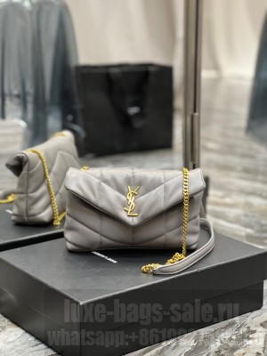 Yves Saint Laurent PUFFER SMALL CHAIN BAG IN QUILTED LAMBSKIN 620333 gray