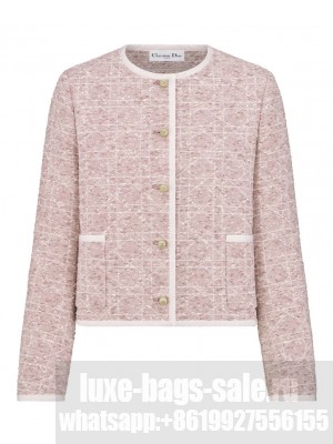 Christian Dior Women's Macrocannage Cropped Jacket Pink