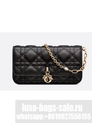 LADY DIOR PHONE POUCH Aesthetic Cannage Lambskin S0977OE black