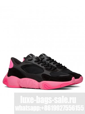 Valentino Unisex Garavani Bubbleback Mesh And Suede Sneaker Black