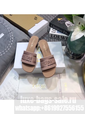 Dior Dway Heeled Slide Sandals 4cm in Cotton Embroidered 2023 Collection 06