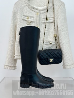 Chanel Women's Calfskin CC Logo High Boots Black 2024 