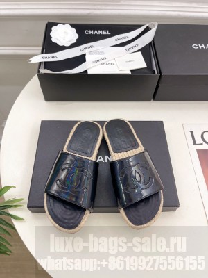 Chanel Leather Espadrilles Mules Black 2025