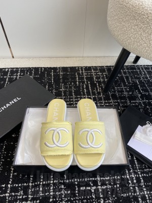 Chanel CC Logo Fabric Slide Mule 2024 05