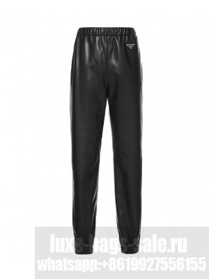Prada Women's Nappa Leather Joggers Black