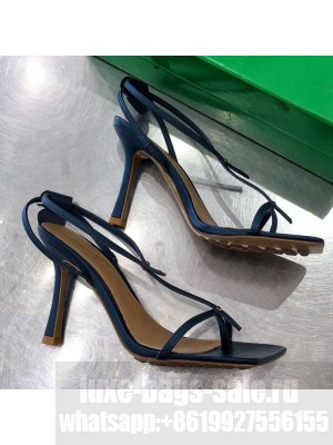 Bottega Veneta Stretch Lambskin Strap Sandals 9cm Navy Blue  2021 Collection 02