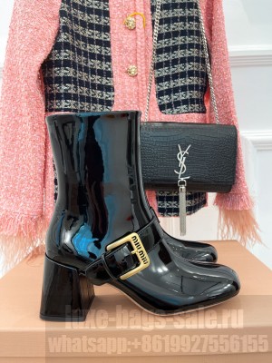 Miu Miu 75mm patent leather Booties Black