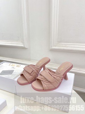 Dior Foldover Heel Slide Sandals 8cm in Cannage Lambskin Light Pink 2023