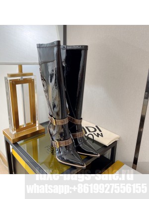Fendi Fframe 10cm High-heeled Neoprene Harness Boots in Black