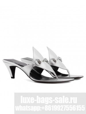 Gucci Women's Thong Sandal With Horsebit 764197 Silver