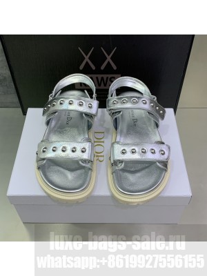 Christian Dior DIORACT SANDAL Silver Calfskin and Rubber