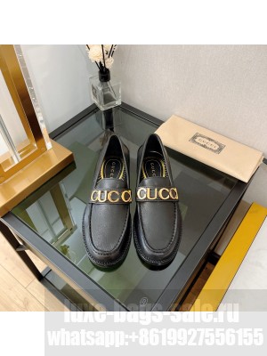 Gucci Calfskin 'GUCCI' Loafers Black