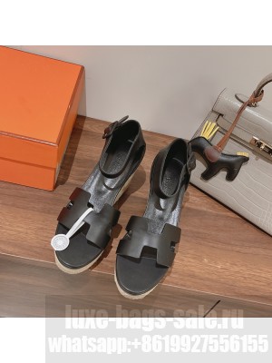HERMES HEEL 8.5CM PLATFORM 5CM ELDA WEDGE ESPADRILLES 012