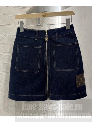 Louis Vuitton Women's Denim Skirt Dark Blue