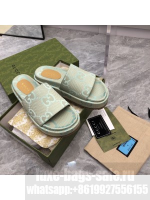 Gucci GG Canvas Platform 5cm Slide Sandals 2023 07