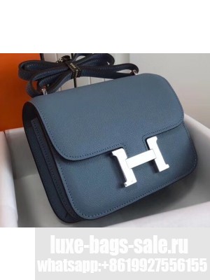 Hermes Constance Mini/MM Bag in Epsom Leather Midnight Blue with Silver Hardware