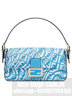 Fendi Baguette 1997 Glazed Canvas Bag 8BS049 Blue
