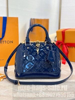 Louis Vuitton Monogram Vernis Alma BB Tote Bag M91606 BLUE