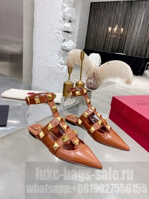 Valentino Garavani Roman Stud ballet flat in calfskin with straps white