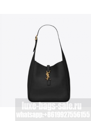 SAINT LAUREN LE 5 A 7 SOFT SMALL HOBO BAG IN SMOOTH LEATHER 713938 black