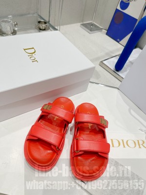 Dior DiorAct Red Lambskin Flat Slide Sandals 2022 Collection
