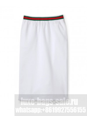Gucci Women's Cotton Jersey Skirt With Web White