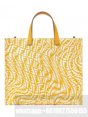 Fendi Shopper Glazed Canvas Bag 8BH357 Yellow