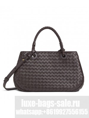 Bottega Veneta Grey Leather Basket Shoulder Bag 836261 Dark Coffee
