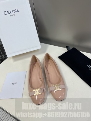 CELINE PATENT LEATHER FLAT WITH TRIOMPHE LIGHT PINK
