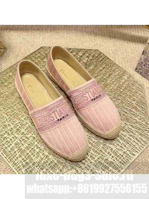 Dior Granville Espadrilles in Metallic Thread Embroidered Cotton Pink Spring/Summer 2021 Collection