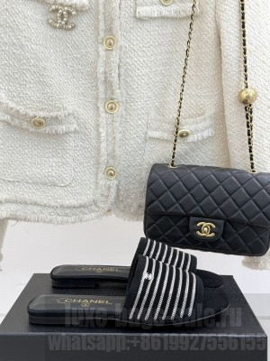 Chanel Suede With Chain Slide Mule Black 2025