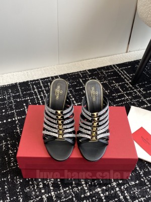 Valentino Lambskin with Crystal Mule 100mm Black