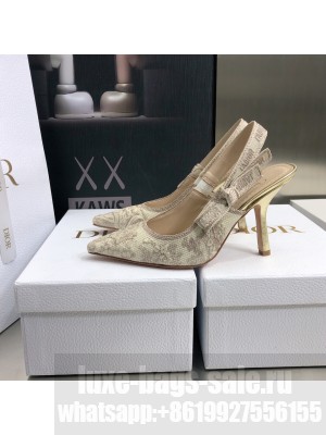Dior J'Adior Slingback Pumps 9.5cm in Quake Oblique Embroidery Beige 2022 Collection
