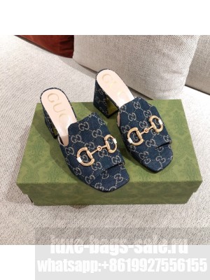 Gucci GG Denim Slide Sandal with Horsebit Blue 2021 11 Collection