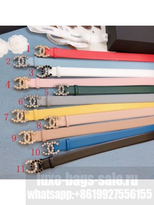 Chanel Calfskin Belt 30mm with Crystal and Pearl CC Buckle 9 Color  2021 Collection