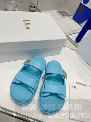 Dior DiorAct Sky Blue Lambskin Flat Slide Sandals 2022 Collection