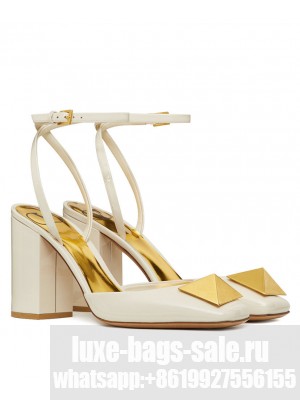 Valentino Women's One Stud Pump In Patent Leather 90MM Cream