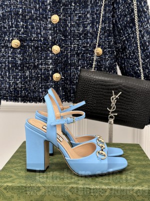 Gucci women's Horsebit 9.5cm Platform sandals blue
