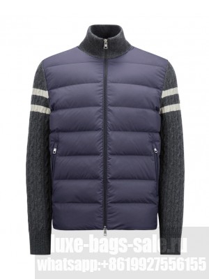 Moncler Women's Padded Wool Zip-Up Cardigan Dark Blue